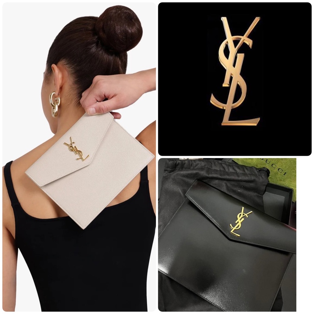 ‼️WOW‼️Yves Saint Laurent Black and gold- 🖤🧡Uptown Envelope Clutch‼️GUC